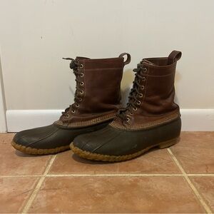 Men's LL Bean Brown Leather Duck Boots Size 14